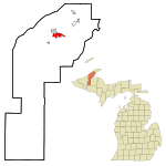 Houghton County Michigan Incorporated and Unincorporated areas Houghton Highlighted
